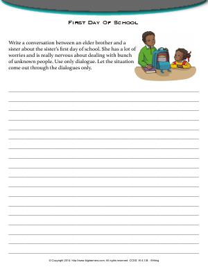Preview image for worksheet with title First Day Of School