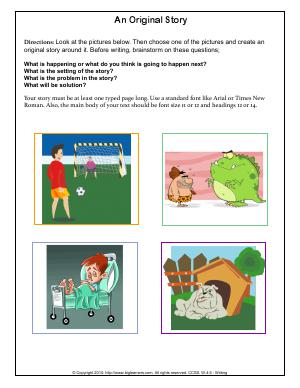 Preview image for worksheet with title An Original Story