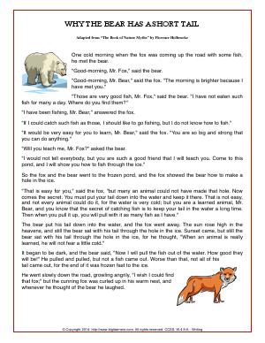 Preview image for worksheet with title Why the Bear has a Short Tail