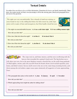 Preview image for worksheet with title Textual Details