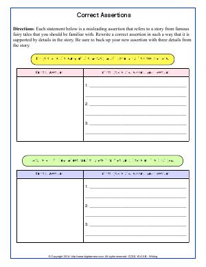 Preview image for worksheet with title Correct Assertions