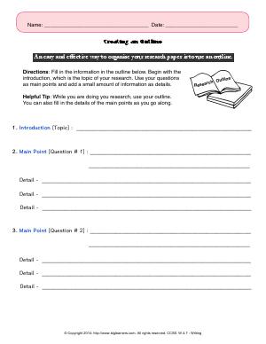 Preview image for worksheet with title Creating an Outline