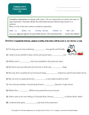 Preview image for worksheet with title Correlative Conjunctions #2
