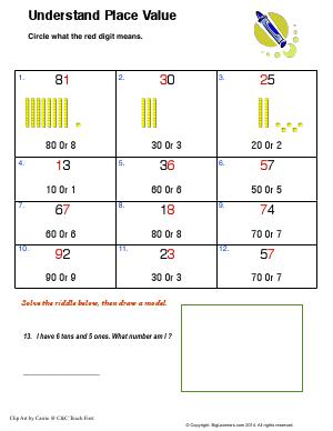 Preview image for worksheet with title Understand Place value