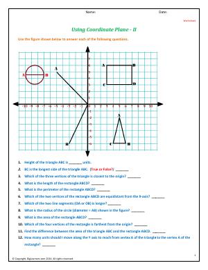 Preview image for worksheet with title Using Coordinate Plane - II