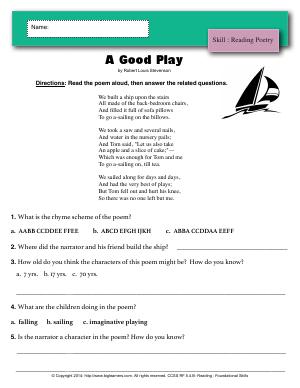 Preview image for worksheet with title A Good Play