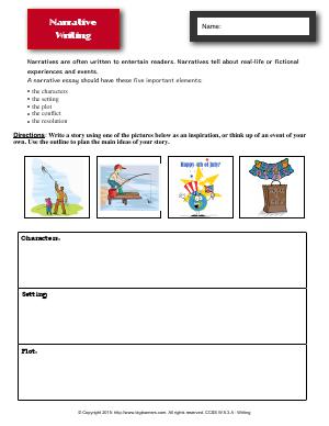 Preview image for worksheet with title Narrative Writing