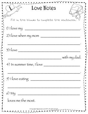 Preview image for worksheet with title Love Notes