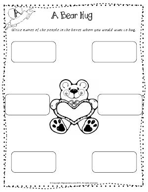 Preview image for worksheet with title A Bear Hug