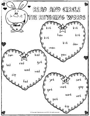 Preview image for worksheet with title Rhyming Words With Short e Sound