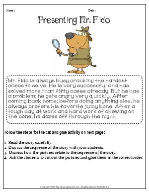 Preview image for worksheet with title Presenting Mr. Fido