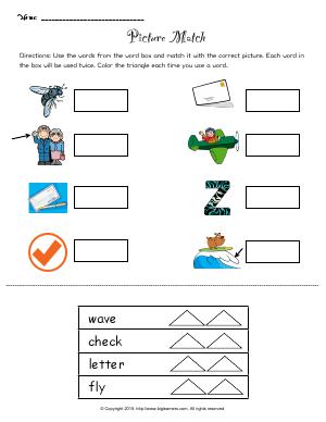 Preview image for worksheet with title Picture Match