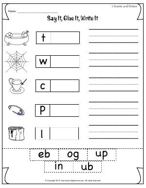 Preview image for worksheet with title Say It, Glue It, Write It