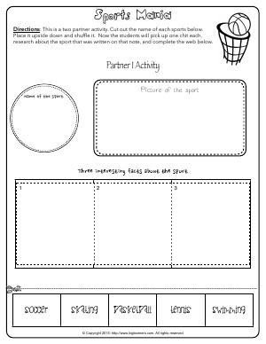 Preview image for worksheet with title Sports Mania