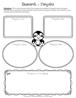 Preview image for worksheet with title Research : Penguins