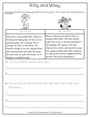 Preview image for worksheet with title Billy and Miley