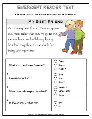 Preview image for worksheet with title Emergent Reader Text