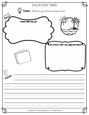 Preview image for worksheet with title Vacation Time!
