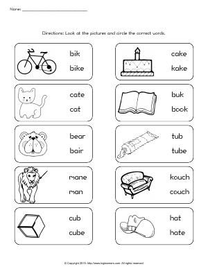 Preview image for worksheet with title Correct Word