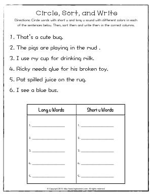 Preview image for worksheet with title Circle, Sort, and Write