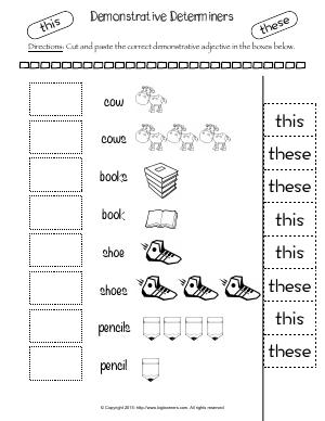 Preview image for worksheet with title Demonstrative Determiners  (These & This)