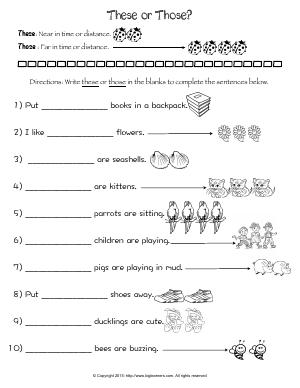 Preview image for worksheet with title These or Those?