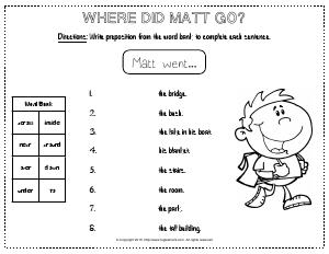 Preview image for worksheet with title Where did Matt Go?