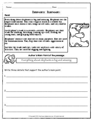 Preview image for worksheet with title Energetic  Elephants