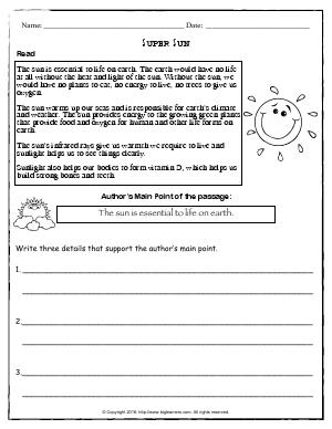 Preview image for worksheet with title Super Sun