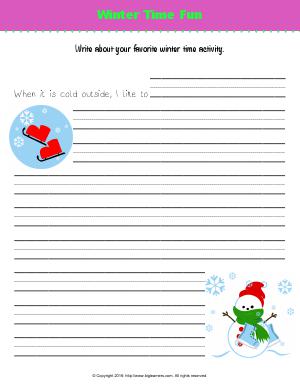 Preview image for worksheet with title Winter Time Fun