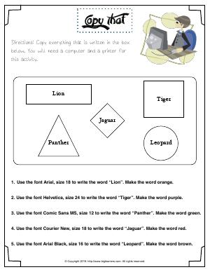 Preview image for worksheet with title Copy That
