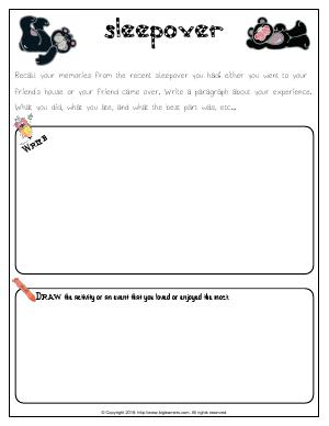 Preview image for worksheet with title Sleepover