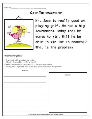 Preview image for worksheet with title Golf Tournament