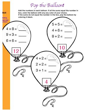 Preview image for worksheet with title Pop The Balloon!