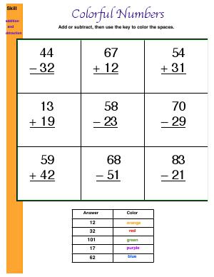 Preview image for worksheet with title Colorful Numbers