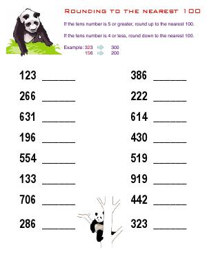 Preview image for worksheet with title Rounding to the Nearest 100