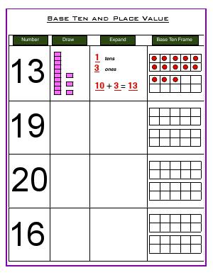 Preview image for worksheet with title Base Ten and Place value ( challenge worksheet )