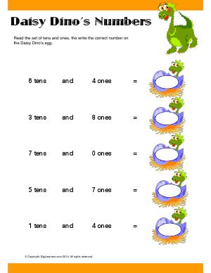 Preview image for worksheet with title Daisy Dino's Numbers