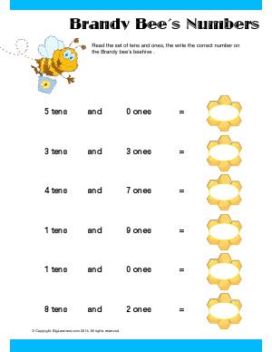 Preview image for worksheet with title Brandy Bee's Numbers