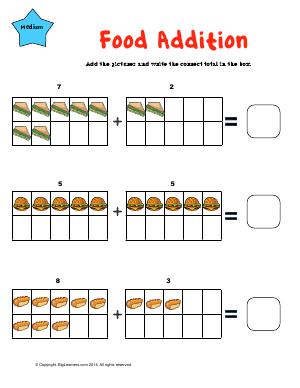 Preview image for worksheet with title Food Addition ( single digit )