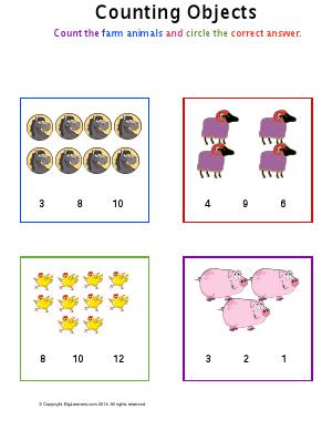 Preview image for worksheet with title Counting Objects ( Farm theme )