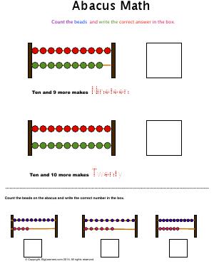 Preview image for worksheet with title Abacus Math