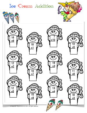 Preview image for worksheet with title Ice Cream Addition