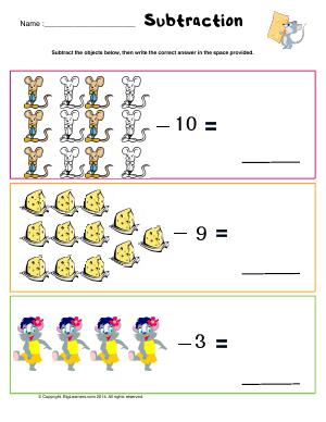 Preview image for worksheet with title Subtraction
