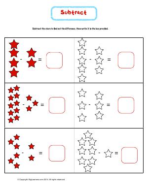 Preview image for worksheet with title Subtract