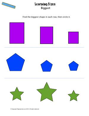 Preview image for worksheet with title Learning Sizes