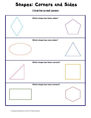 Preview image for worksheet with title Shapes: Corners and Sides ( Plane Shapes )