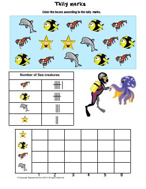 Preview image for worksheet with title Tally Marks ( under the sea theme )