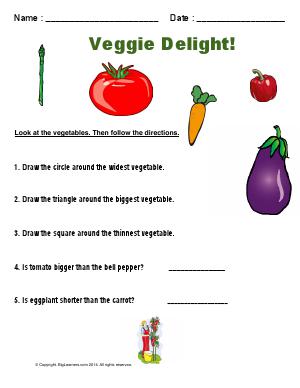 Preview image for worksheet with title Veggie Delight!