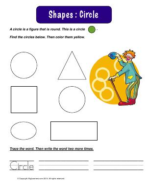 Preview image for worksheet with title Shapes : Circle